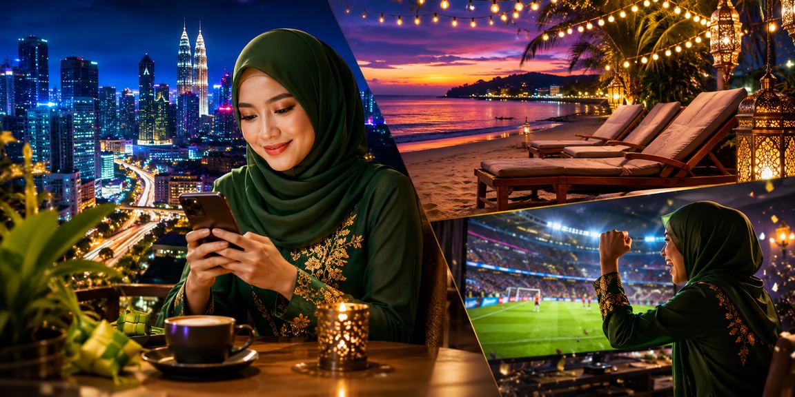 Pengguna membuat deposit pada platform mudah alih semasa Hari Raya di Petaling Jaya